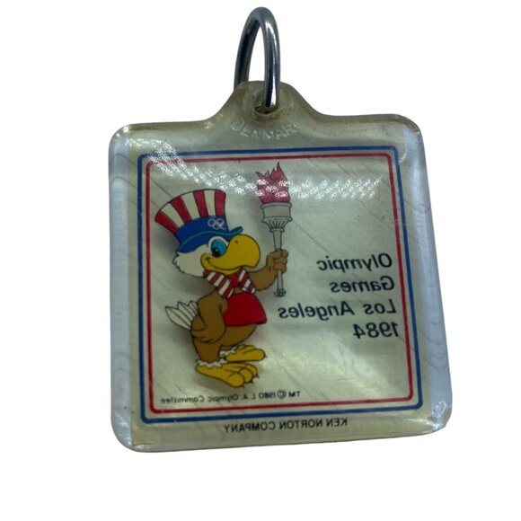 Vtg Ken Norton 1984 Los Angeles Olympic Games Keychain Sam the Eagle 2" x 2" - Picture 2 of 4